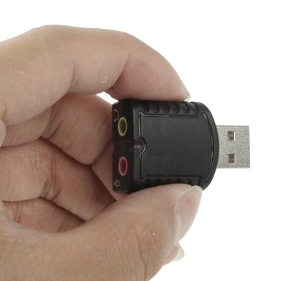 USB 2.0 Stereo Sound Adapter, External Power Not Required, Plastic 5.1 Channel Black