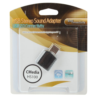 USB 2.0 Stereo Sound Adapter, External Power Not Required, Plastic 5.1 Channel Black
