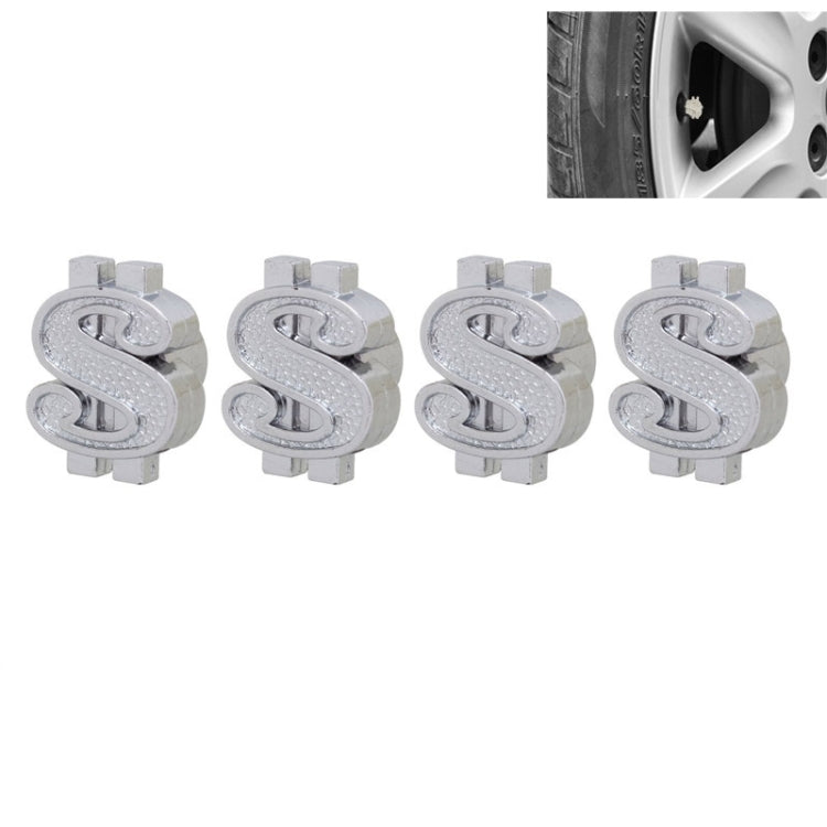 Universal 8mm Dollar Style Plastic Car Tire Valve Caps, Pack of 4, Dollar Style