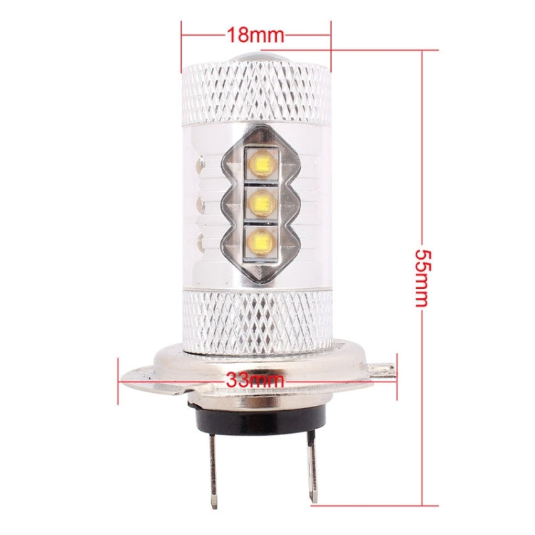 H7 80W 800LM 6500K White Light 16-3535-LEDs Car Foglight , Constant Current , DC12-24V, H7