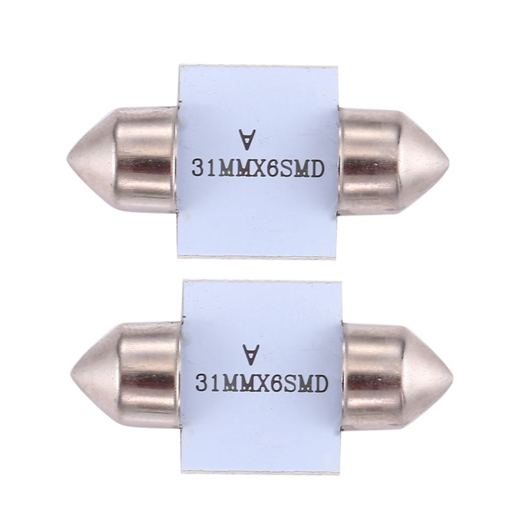 2 PCS 31mm Super White 6 LED Car Bulb Reading Light, 31mm