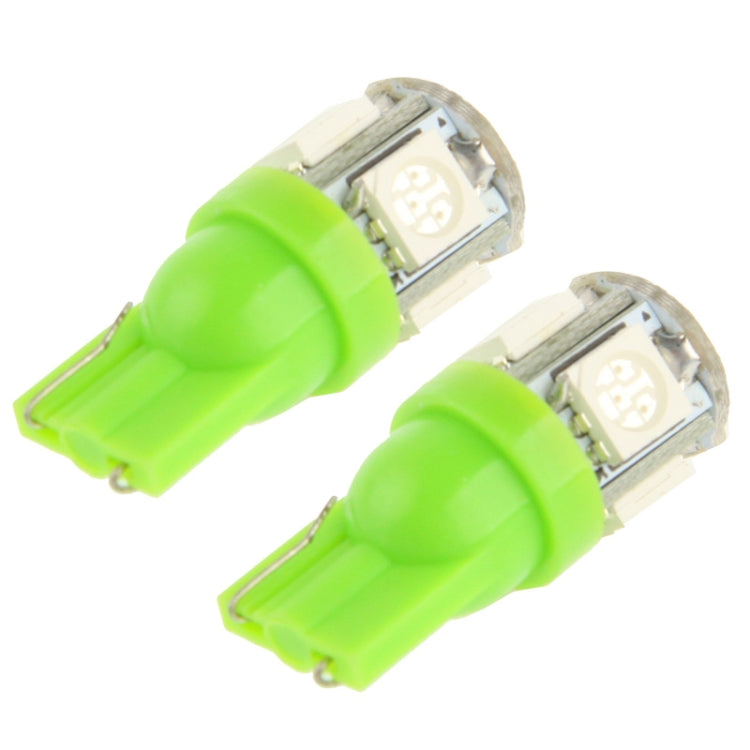 T10 5 LED 5050 SMD Car Signal Light Bulb, Pair, Green, Pair