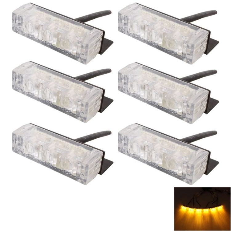 6W 450LM 6 x 3-LED Yellow Light 577nm Car Strobe Flash Warning Light Signal Lamp, DC 12V, 6W 450LM
