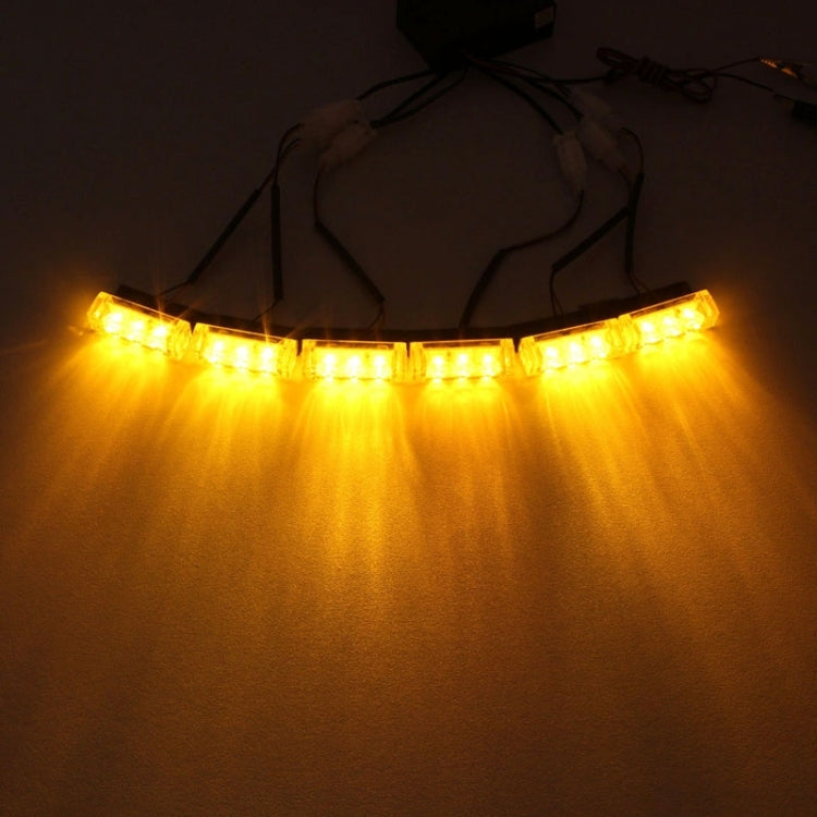 6W 450LM 6 x 3-LED Yellow Light 577nm Car Strobe Flash Warning Light Signal Lamp, DC 12V, 6W 450LM