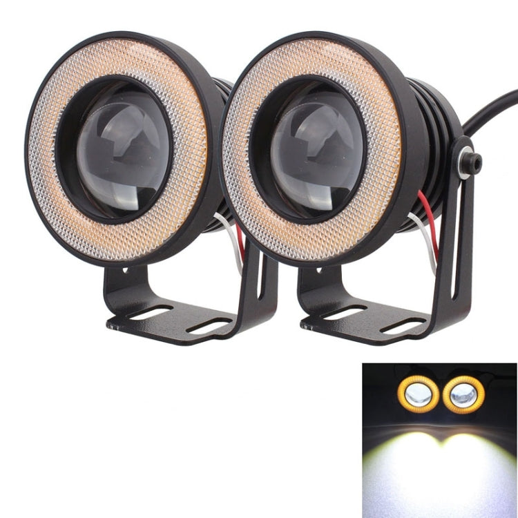 2 PCS 2.5 inch 10W 900LM White + Yellow Light 6500K Waterproof LED Eagle Eye Light for Vehicles, DC 12V, Cable Length: 20cm, 2.5 inch 10W