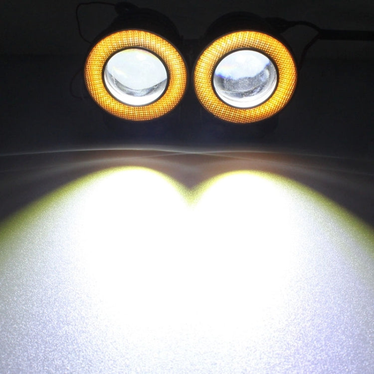 2 PCS 2.5 inch 10W 900LM White + Yellow Light 6500K Waterproof LED Eagle Eye Light for Vehicles, DC 12V, Cable Length: 20cm, 2.5 inch 10W