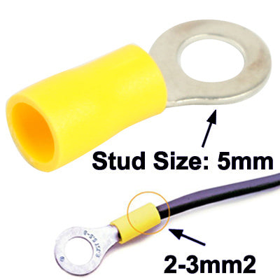 100pcs RV5.5-5.0mm DIY Ring Terminals, Cable size: 2-3mm2 (100pcs in one packaging, the price is for 100pcs), 5.5-5.0mm