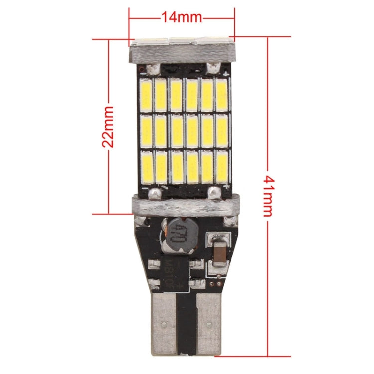 2 PCS T15 W16W 9W 450LM White Light 45 LED 4014 SMD Car Brake Light Reverse Lamp Parking Light Bulb, DC 12V, T15