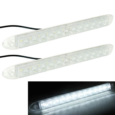 Car Waterproof White 2 x 12 LED DRL Daytime Running Lights, DC 12V, White DC 12V