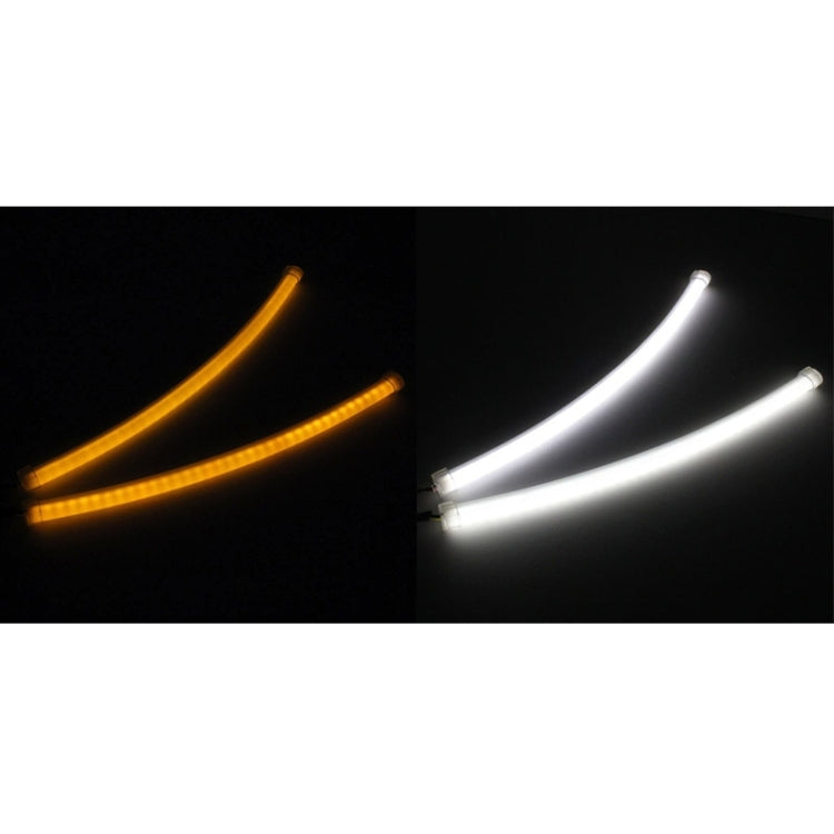 2 PCS 3W 180LM 6500K 597-577nm White + Yellow Wired LED Tube Daytime Running Light DRL Steering Lamp, DC12V, Lamp Length:30cm, 3W 180LM