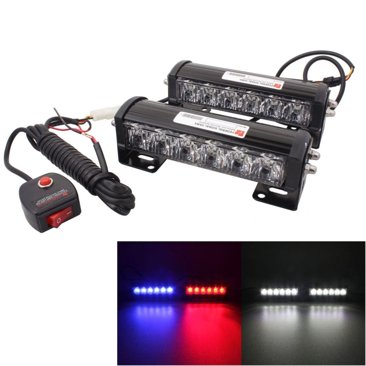 2 PCS 6 inch 6 LED 2 x 18W Car Flash Warning Light Red + Blue Change White Waterproof Emergency Light, DC 12V, Light Red + Blue Change White