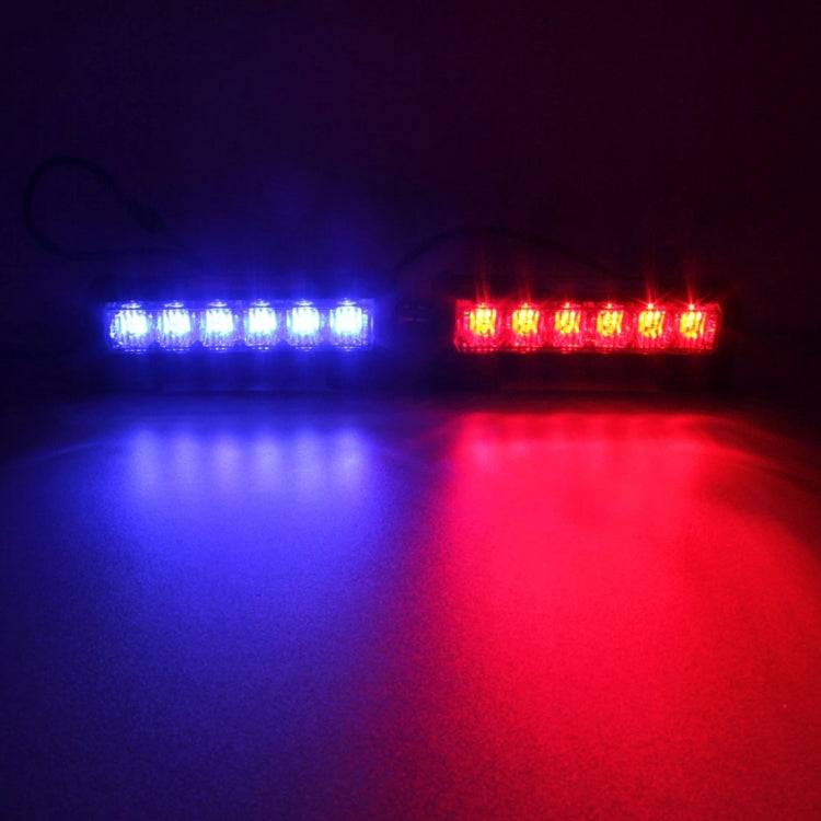 2 PCS 6 inch 6 LED 2 x 18W Car Flash Warning Light Red + Blue Change White Waterproof Emergency Light, DC 12V, Light Red + Blue Change White
