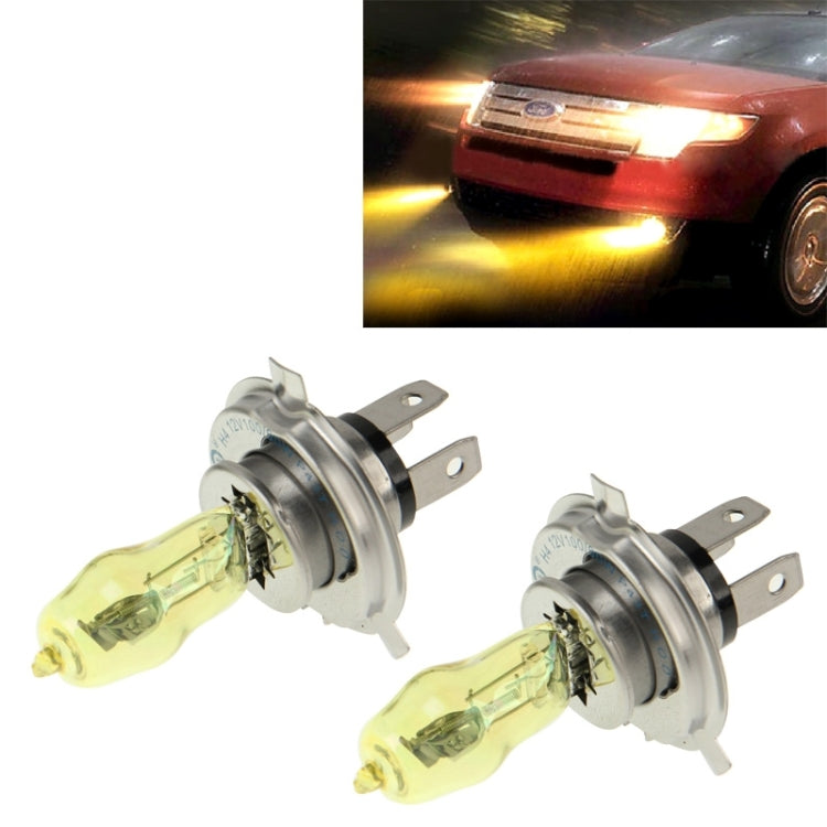 2 X H4 HOD Halogen Bulbs 12V 100W 2400 LM 3500K Yellow Light Headlights, H4