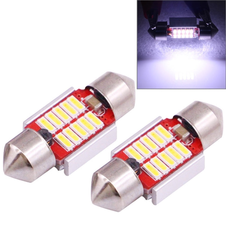2 PCS 31mm 3W 180LM White Light 10 LED SMD 4014 CANBUS License Plate Reading Lights Car Light Bulb, 3W 31mm