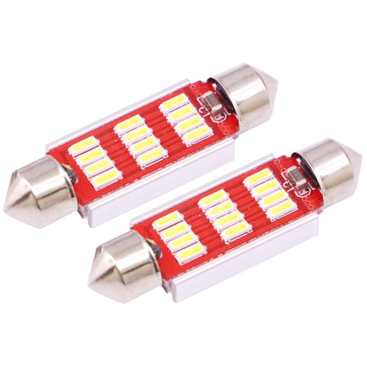 2 PCS 41mm 3.5W 180LM White Light 12 LED SMD 4014 CANBUS License Plate Reading Lights Car Light Bulb, 3.5W 41mm