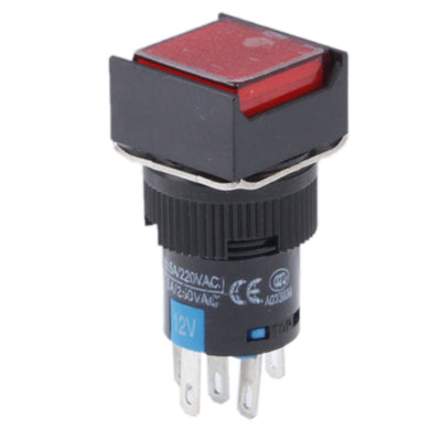 Auto-DIY-Druckschalter, quadratisch, mit Verriegelung und LED-Anzeige, DC 24 V, mit Verriegelung DC 24 V Rot, mit Verriegelung DC 24 V Grün