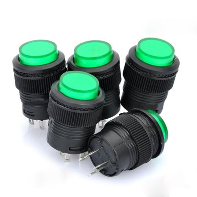 R16-503 16mm 4pin Self-Locking Push Button Switch with Indicator (5 Pcs in One Package, the Price is for 5 Pcs), 16mm Self-Locking