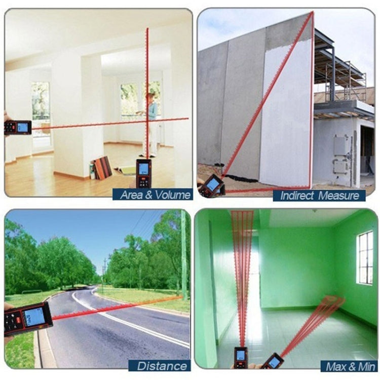 RZ-A100 1.9 inch LCD 100m Hand-held Laser Distance Meter with Level Bubble