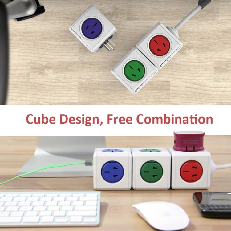 PowerCube 10A Universal Wall Adapter Power Socket with 5 US / AU Sockets for Home Office, AU Plug, Random Color Delivery, PowerCube Socket