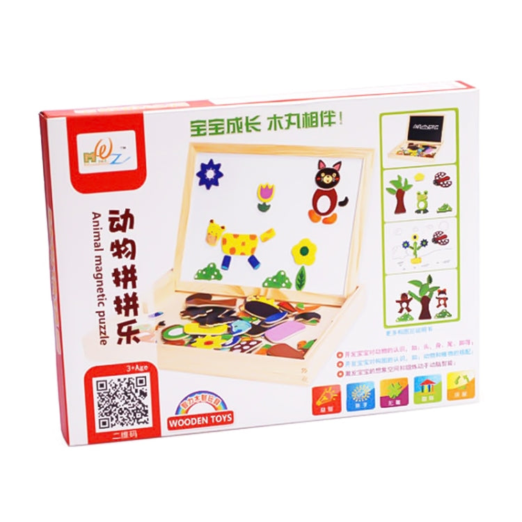 Tableau magnétique double face de dessin - Puzzle animaux, Animal 1