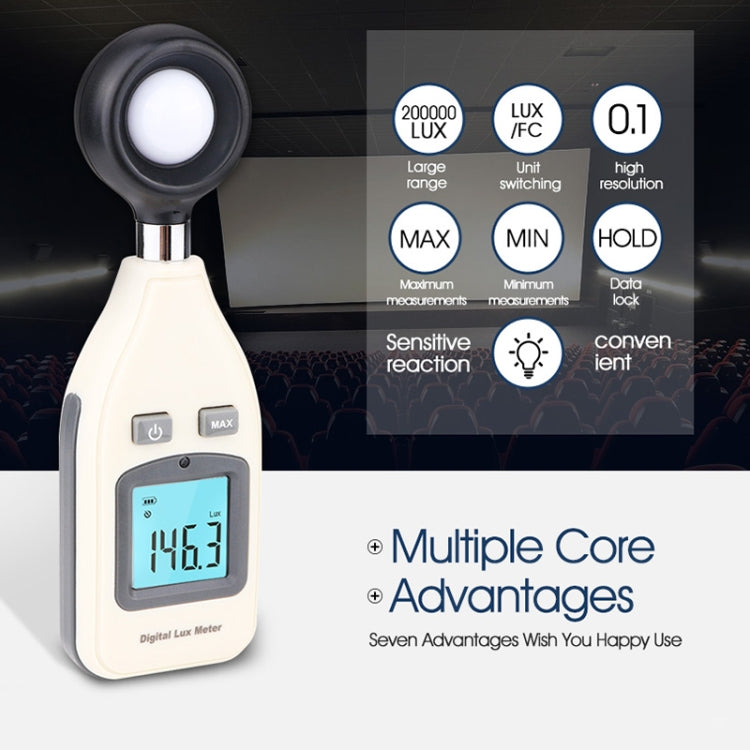 BENETECH Digital Light Lux Meter for Factory / School / House Various Occasion, Range: 0-200,000 Lux (GM1010), GM1010