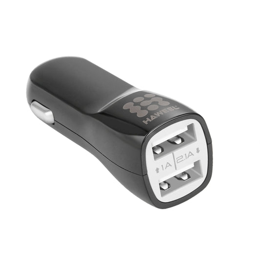 HAWEEL High Quality 2.1A + 1A Dual USB Ports Car Charger, HK Black, US Black, US White, UK White, UK Black, White, Black