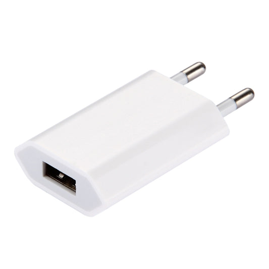5V / 1A Single USB Port Charger Travel Charger, EU Plug, EU Plug White