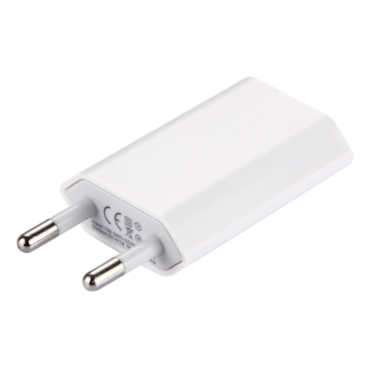 5V / 1A Single USB Port Charger Travel Charger, EU Plug, EU Plug White