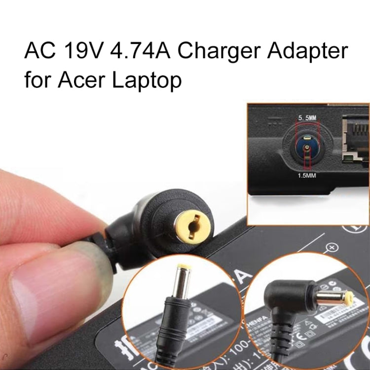 AC 19V 4.74A Charger Adapter for Acer Laptop, Output Tips: 5.5mm x 1.5mm