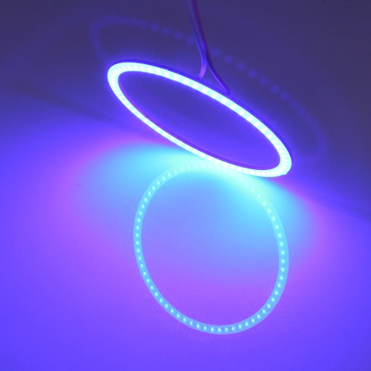 80mm 5W 180LM Angel Eyes Circles Car Headlight COB LED Lights for Vehicles, DC 12-24V, 80mm Blue Light, 80mm White Light
