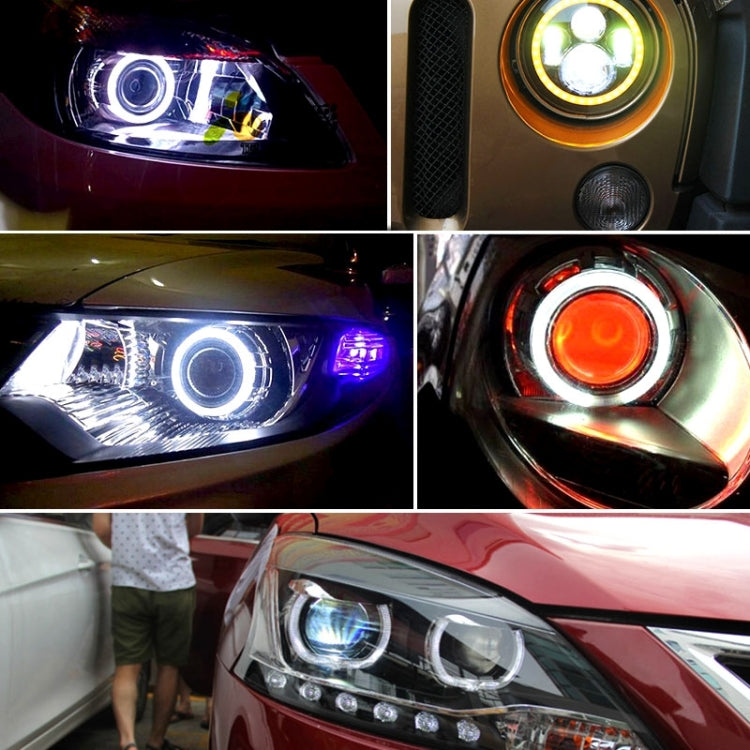 80mm 5W 180LM Angel Eyes Circles Car Headlight COB LED Lights for Vehicles, DC 12-24V, 80mm Blue Light, 80mm White Light