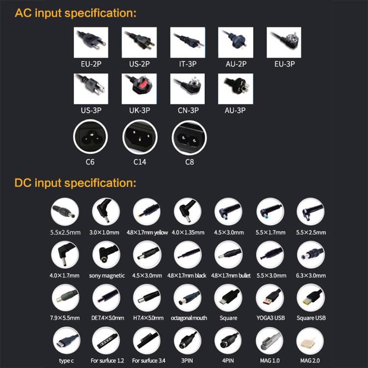 AC 19V 7.9A Power Adapter for Acer Aspire 1800, Output Tips: 5.5 x 2.5mm, 7.9A