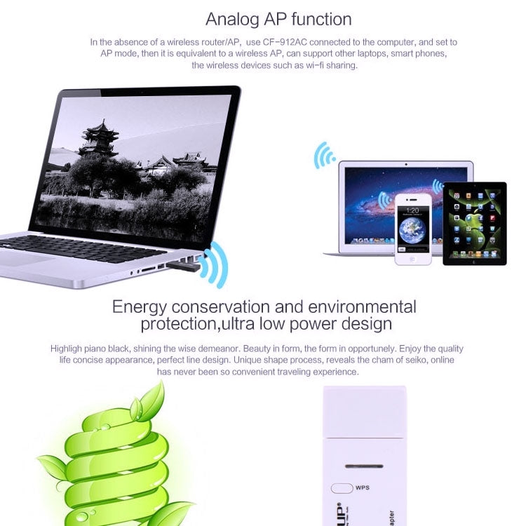EDUP AC-1601 Adaptateur USB 3.0 Wi-Fi sans fil double bande 802.11AC 1200 M, AC-1601 1200 Mbps