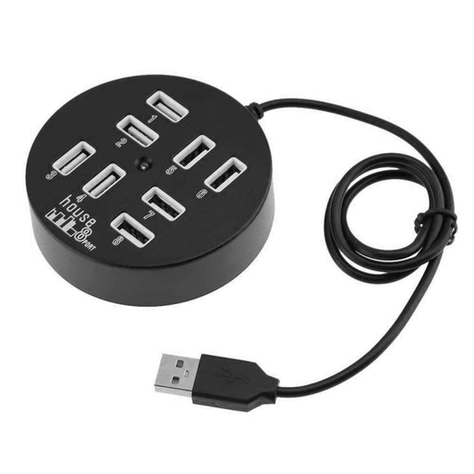 High Speed 8 Ports USB 2.0 Portable Round Hub, Length: 60cmRound Circular 8 Ports USB 2.0 Hub Multi-port Splitter Expansion Adapter for Laptop Notebook PC, Support 1TB Mobile HDD, Round Circular(Black)