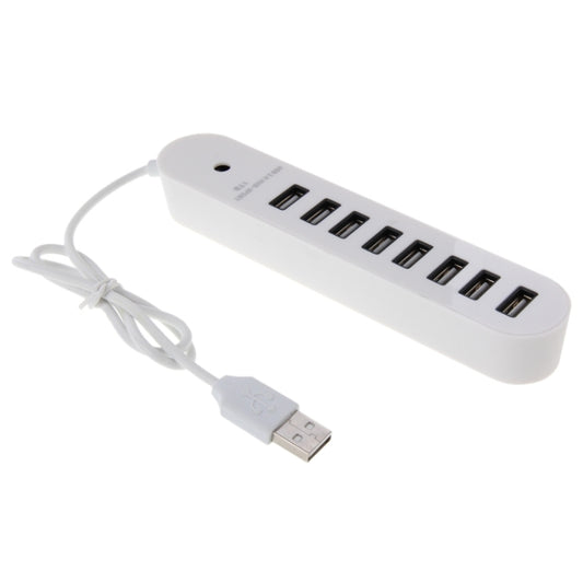 8 Ports USB 2.0 Portable Oval Hub, Length: 50cm, 8 Ports (White)