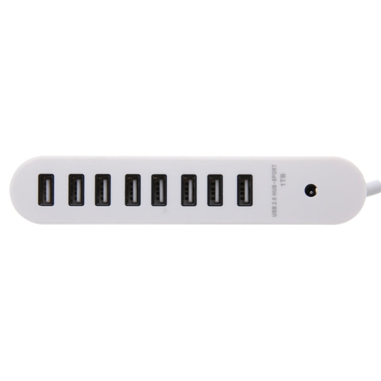 8 Ports USB 2.0 Portable Oval Hub, Length: 50cm, 8 Ports (White)