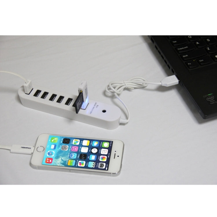 8 Ports USB 2.0 Portable Oval Hub, Length: 50cm, 8 Ports (White)