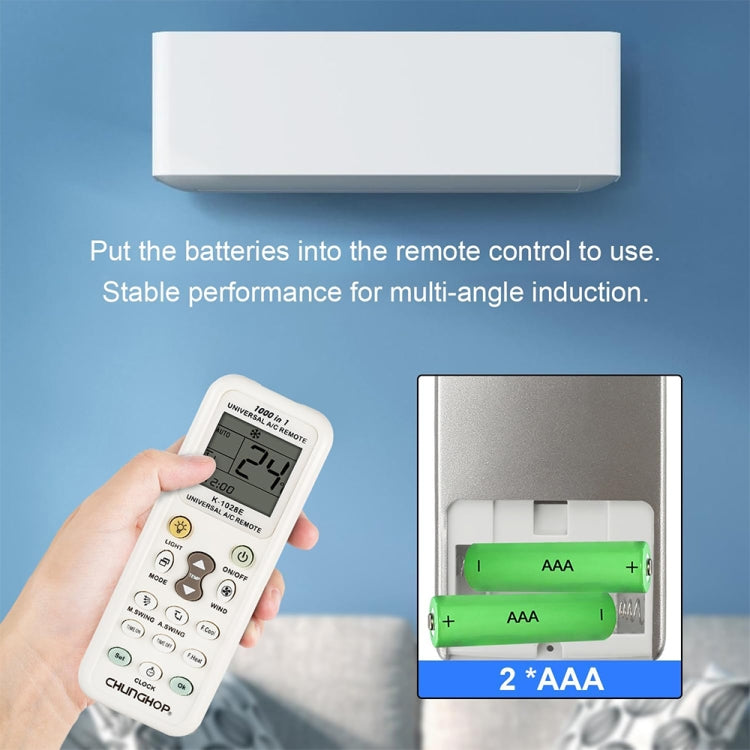 Chunghop K-1028E 1000 in 1 Universal A/C Remote Controller with Flashlight, K-1028E