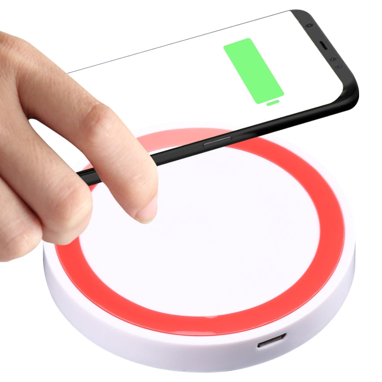 Universal QI Standard Round Wireless Charging Pad (White + Red), White, Black + White, White + Black, Grey+Black, White + Red