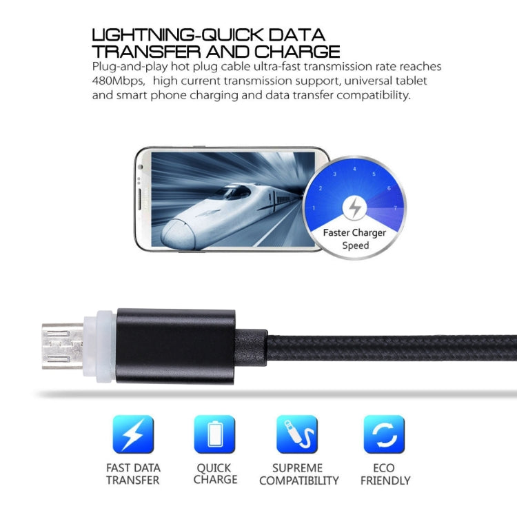 1m Woven Style Micro USB to USB 2.0 Data Sync Cable with LED Indicator Light