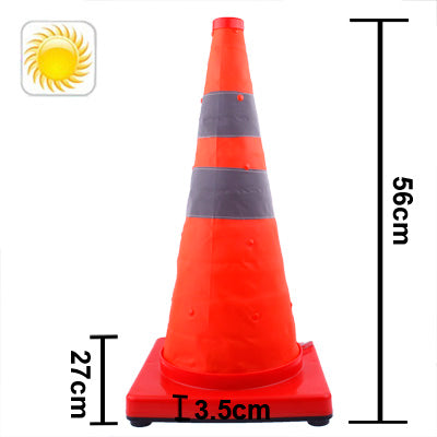 3-LED Solar Lift Traffic Safety Warning Road Cones, Height: 56cm, Height: 56cm