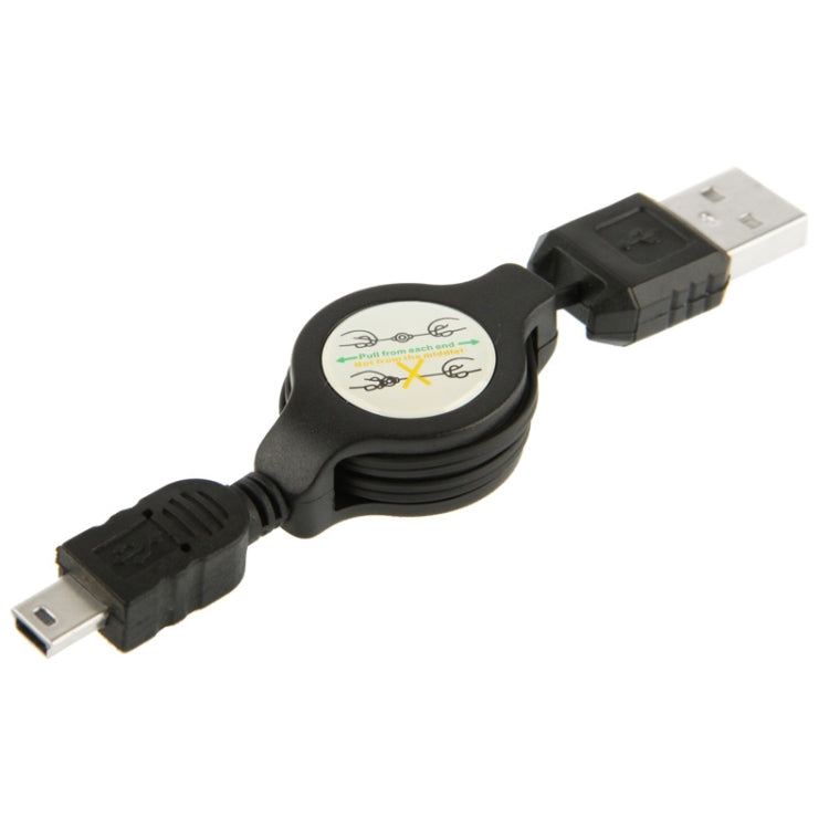 USB Retractable Data & Charger Cable for Motorola V3 / Mobile Phone / MP3 / MP4 / Digital Camera / GPS, Length: 10cm (Can be Extended to 80cm), Black, USB 2.0 to Mini 5 Pin, USB 1.1 to Mini 5 Pin