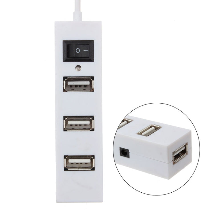 4 Ports USB HUB 2.0 USB Splitter Adapter with Switch, 4 Ports with Switch (White), 4 Ports with Switch (Black)