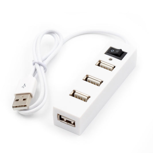 4 Ports USB HUB 2.0 USB Splitter Adapter with Switch, 4 Ports with Switch (White), 4 Ports with Switch (Black)