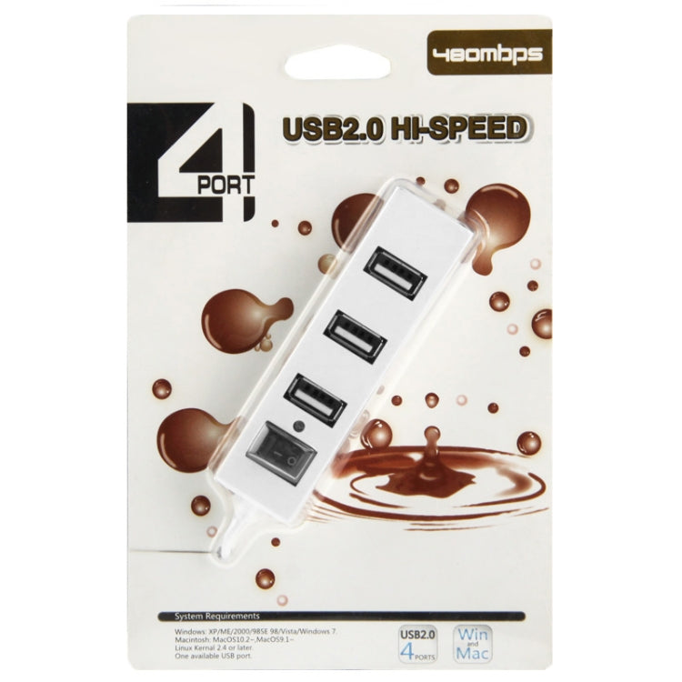 4 Ports USB HUB 2.0 USB Splitter Adapter with Switch, 4 Ports with Switch (White), 4 Ports with Switch (Black)