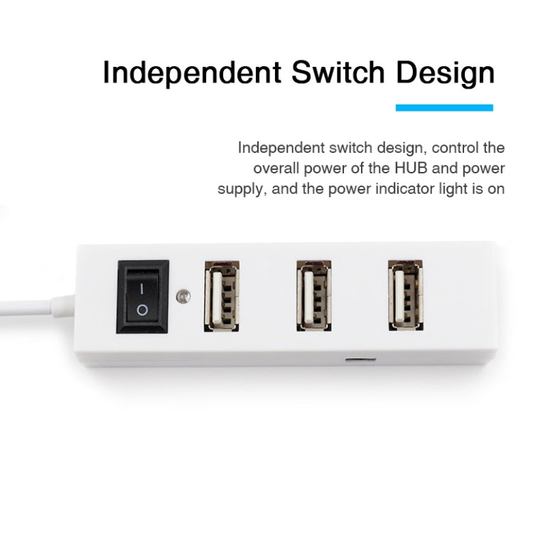 4 Ports USB HUB 2.0 USB Splitter Adapter with Switch, 4 Ports with Switch (White), 4 Ports with Switch (Black)