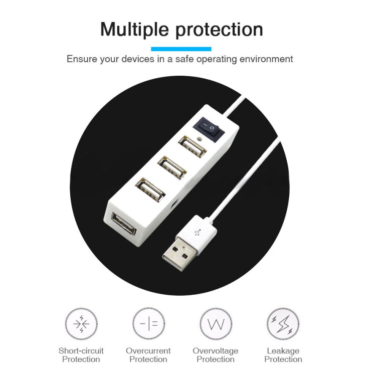 4 Ports USB HUB 2.0 USB Splitter Adapter with Switch, 4 Ports with Switch (White), 4 Ports with Switch (Black)