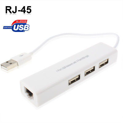 1 Port USB Network With 3 Port USB Hub To Female RJ45 Ethernet Lan Adapter Card, USB 2.0