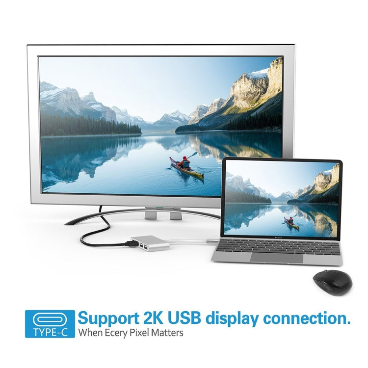 4 in 1 3 x USB 3.0 Ports & USB-C / Type-C Female to USB-C / Type-C Male Hub Splitter Adapter, 3xUSB 3.0+Type-c
