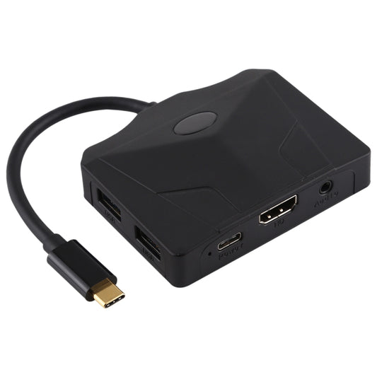 Adaptateur HUB multifonction V178B USB-C / Type-C vers USB 3.0 x 3 + USB-C / Type-C + HDMI + Port audio + Lecteur de cartes SD / TF